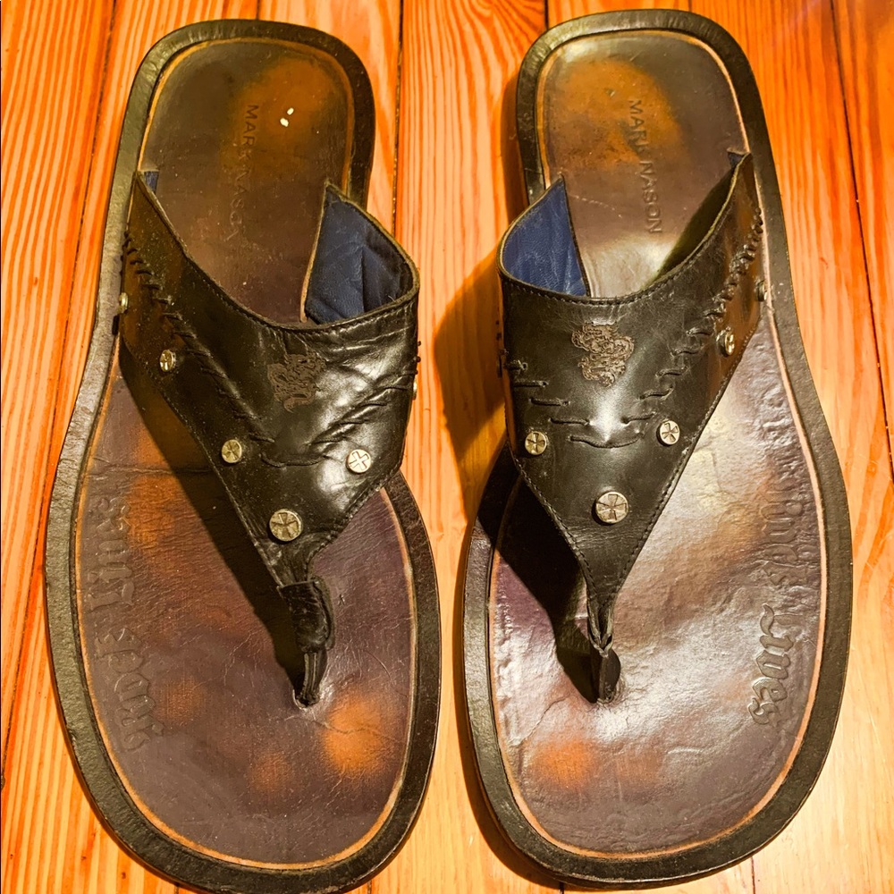 Rock Lives Mark Nason Brown Leather Sandals.